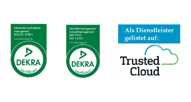 ISO 27001, ISO 9001, ISO 14001, Trusted Cloud-Siegel